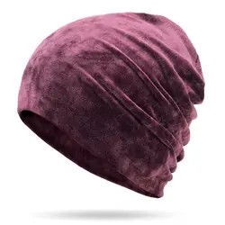 2019 Новая мода декоративные шапочки шляпа бархатная зимняя женская шапка женская теплая Skullies мягкая шапка, вязаная шапка-носок женский