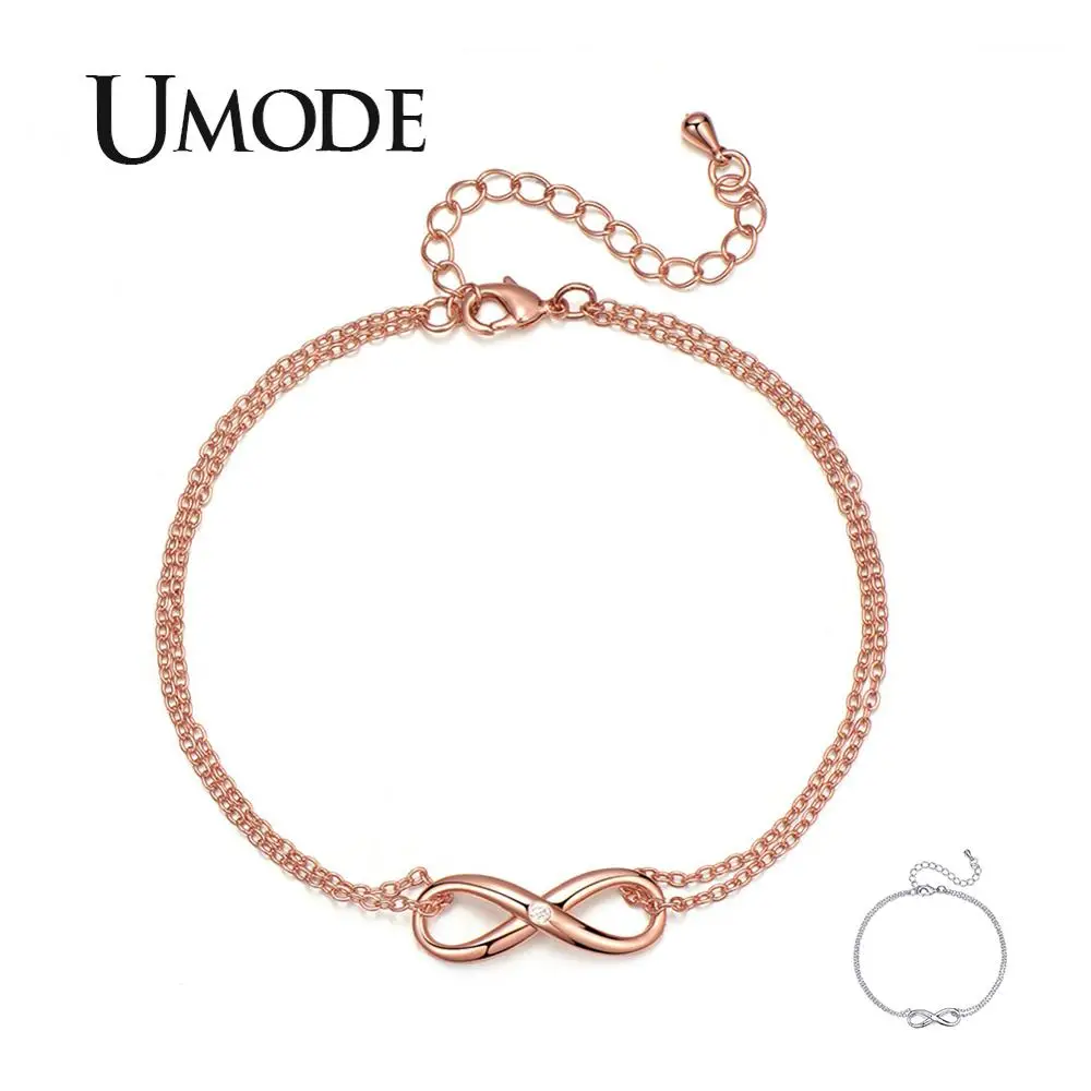 

UMODE Luxury Brand Letter Infinity Chain Bracelet for Women Femme Rose Gold Adjustable Bracelet Jewelry AccessoriesUB0149