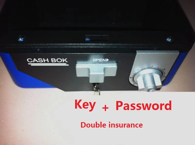 Двойной страховой красный/синий/черный ключ и пароль сейфы металлический портативный кассовый ящик копилка
