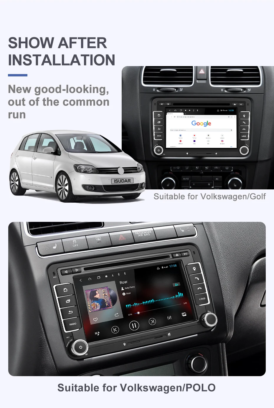 Top Isudar H53 Car Multimedia 2 Din Auto Radio GPS Android 4G For VW/Volkswagen/POLO/Golf/Skoda/Octavia/Seat/Leon RAM 4GB DVD Player 3