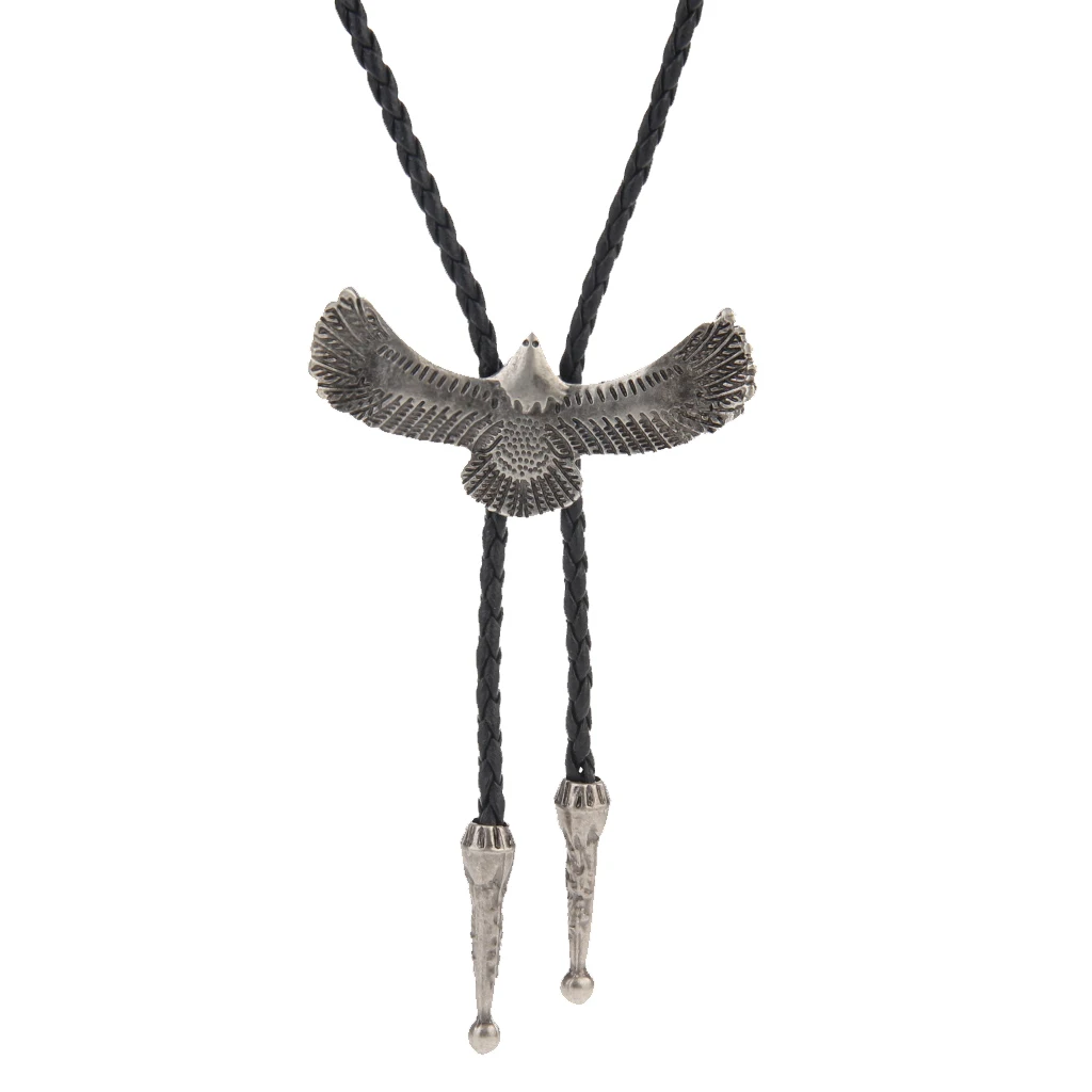Adult Men Antique Style Alloy Metal Eagle Pendant Bolo Tie Necktie Necklace 