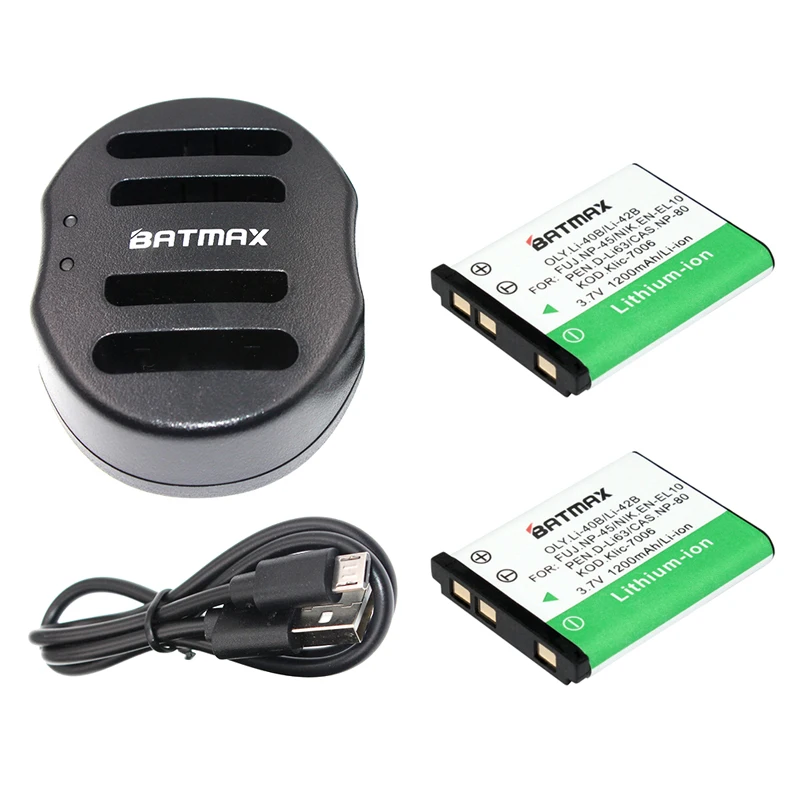 Batería Y Cargador Para Olympus - Pack De 2 Li-Ion + USB