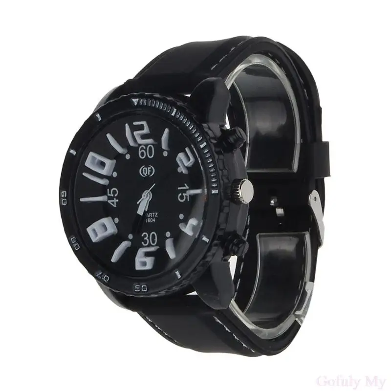 Gofuly 1 шт мужские силиконовые резиновые часы из нержавеющей стали аналоговые кварцевые спортивные часы
