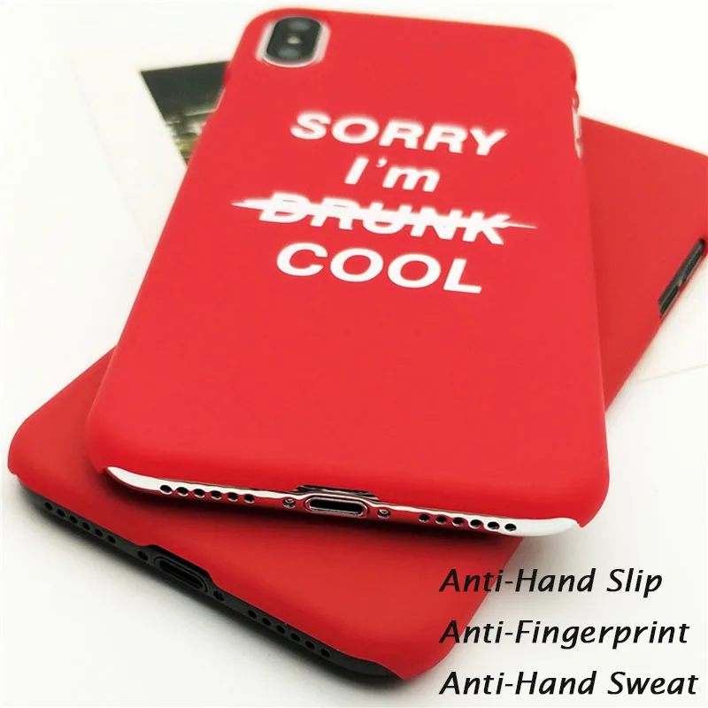 KIPX1028_5_Frosted Plastic Case For iPhone 7 Case For iPhone X 6 6S 7 8 Plus SORRY I'M COOL Back Cover Fundas