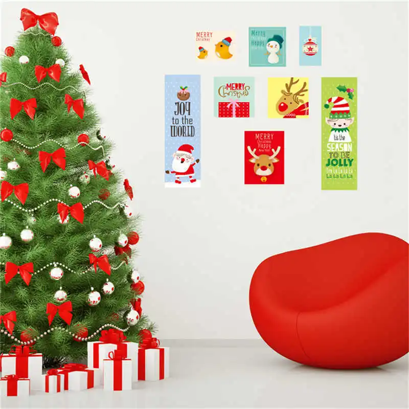 

Cartoon Santa Claus Wall Stickers Wall Art Removable Home Decal Party Decor Merry Christmas Window Film Stickers