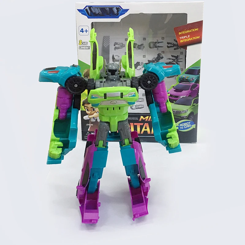 Korean Cartoon Deformation Car Action Three in One DIY Tritan Tobot Robot Model 3 in 1 Puzzle Russia Toys For Kids Gift