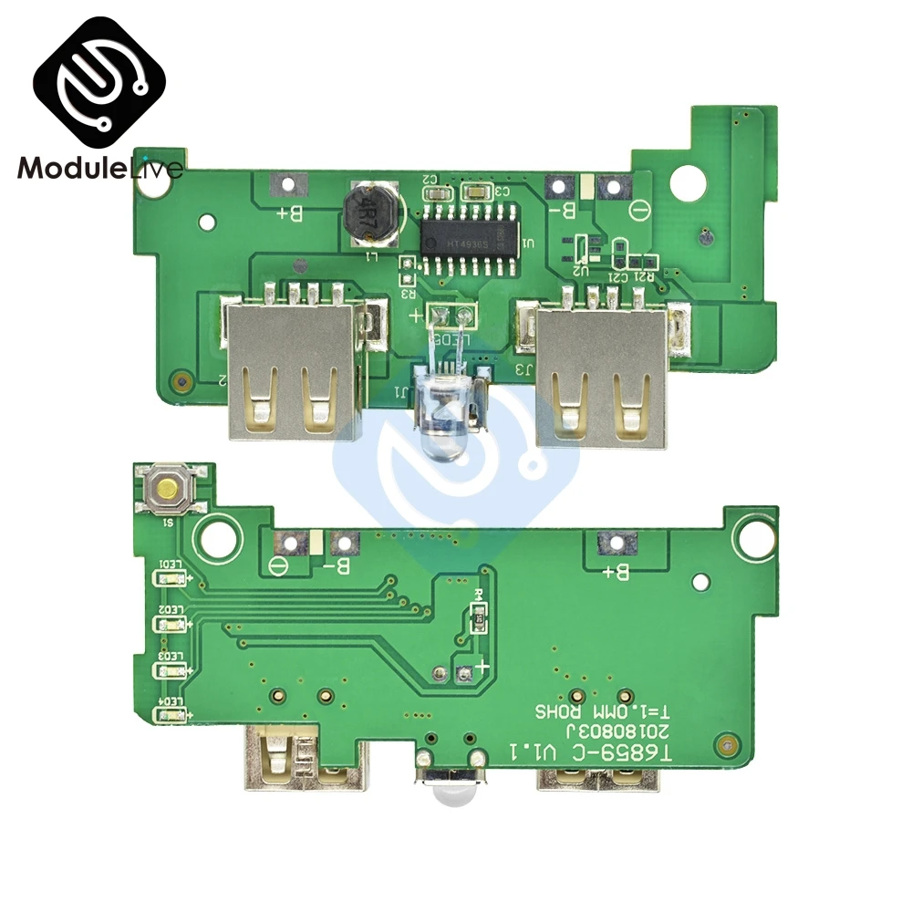 5V 1A 2A power Bank зарядное устройство Модуль повышающий источник питания печатная плата для зарядного устройства печатная плата двойной USB с выходом светодиодный светильник