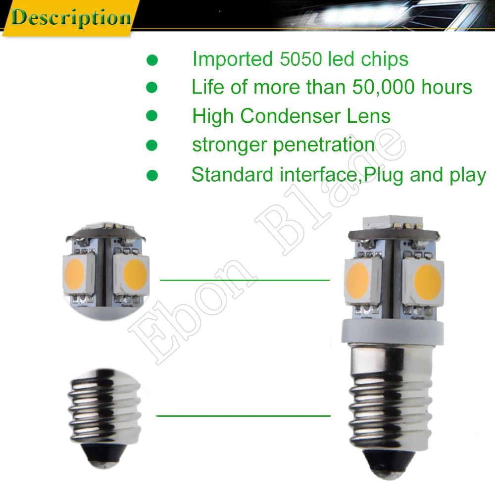 Пара E10 светодиодный светильник лампы 1447 винт 3V 6V 12V 24V DC инструментальный индикатор лампы 5SMD 5050 вспышка светильник фонарь лампа белый/теплый белый