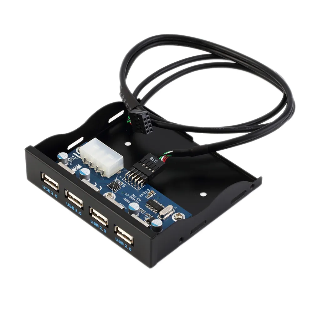 3.5 بوصة 4 منافذ USB 2.0 HUB مرن خليج امامي لوحة قوس التوسع محول موصل مع كابل لأجهزة الكمبيوتر المحمول الكمبيوتر