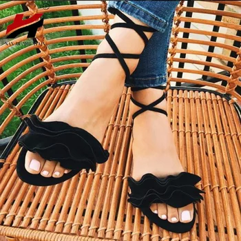 

2018 New Summer Women's Shoes Flat Straps Flower Sandals Shoes Women Size 35-43