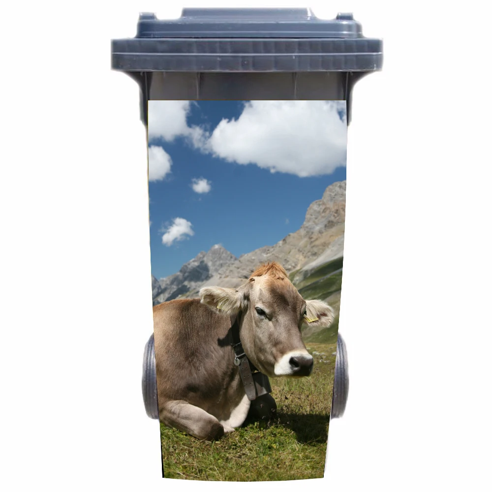 

DIY lighting field cow Adhesive Removable Waterproof Sticker Decals Rubbish bin trash can Cover sticker 120liter 240liter