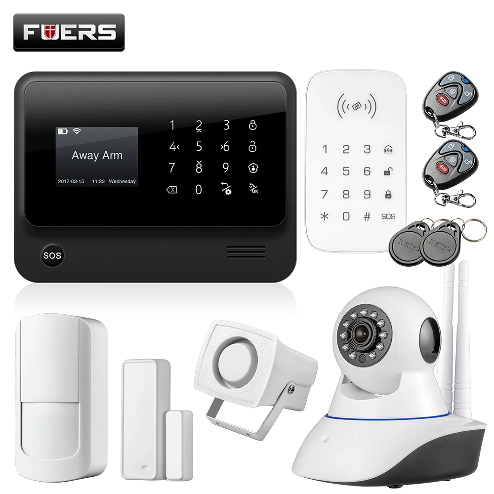 

3GG90B 2.4G WiFi GSM GPRS SMS Wireless Home Security Alarm System IOS Android APP with 720P IP camera