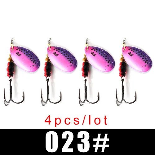 FTK New 1#-5# 5pcs/lot or 4pcs/lot Similar as Copper Spinner Bait Fishing Lure With Treble Hooks Hard Baits Spoon Pike - Цвет: 023