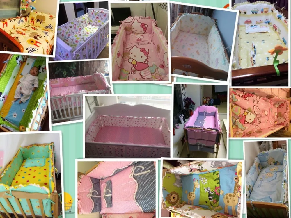 Промо-акция! 6 шт детские постельные принадлежности комплект Детские комплекты для кроватки набор постельных принадлежностей ткань, включает:(бампер+ лист+ наволочка