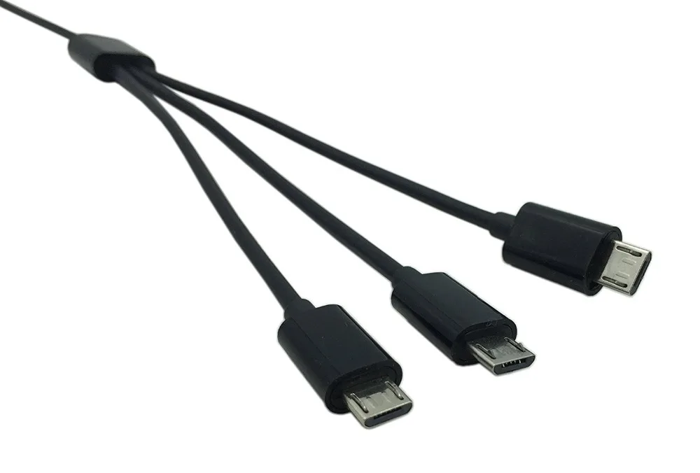 LBSC USB 2,0 type A Мужской до 3 Micro USB 5 Pin сплиттер папа-папа Y синхронизация данных и зарядка Соединительный Кабель-адаптер для Android(черный) 1m