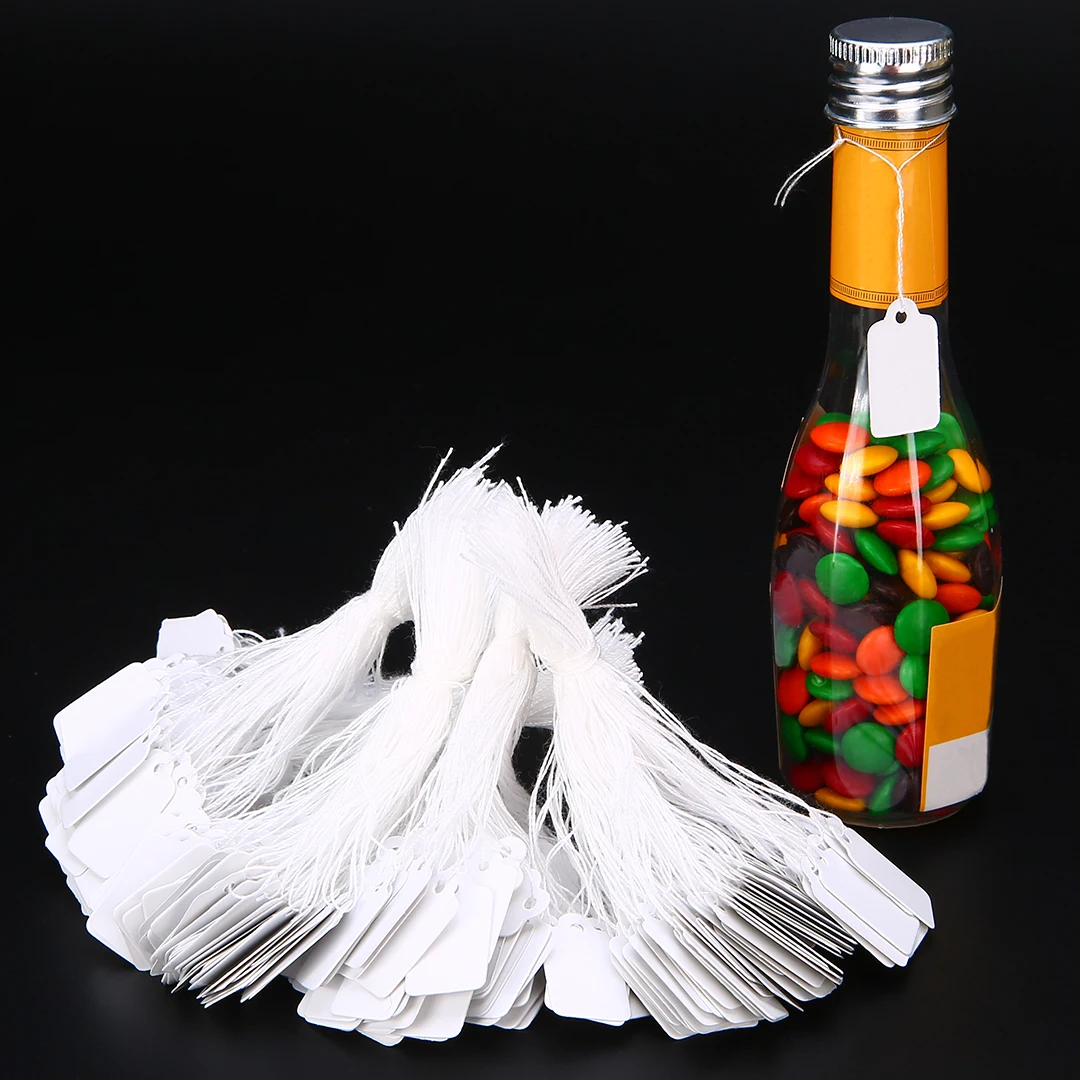 

500pcs/lot Price Label Tags Rectangular Blank Price Tag Paper Cards with Hanging String for Jewelry Stationery Shoes Clothing