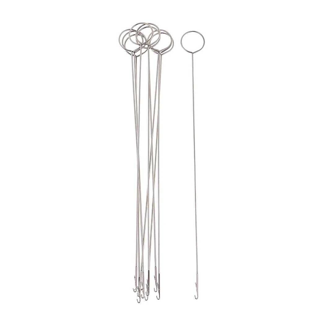 Pack of 10 Latch Hook Eye Loop Turner for Button Loops,Frog Closures String Belts