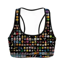 Женский спортивный короткий жилет с принтом eMotion on черного цвета, беспроволочное нижнее белье, бесшовный эластичный Топ на бретелях, мягкий бюстгальтер в стиле хип-хоп