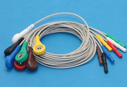 

Compatible New Din 1.5 style holter ecg cable,7-lead ecg leadwires,IEC,Snap Holter cable 1m Holter Cable patient Leads