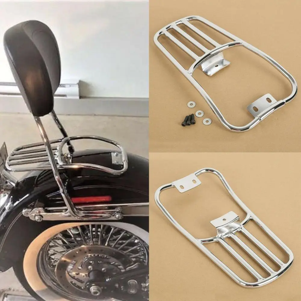 

Motorcycle Black/Chrome Rear Fender Luggage Mounting Rack For Harley Softail Fatboy Deluxe 2006-2017 07
