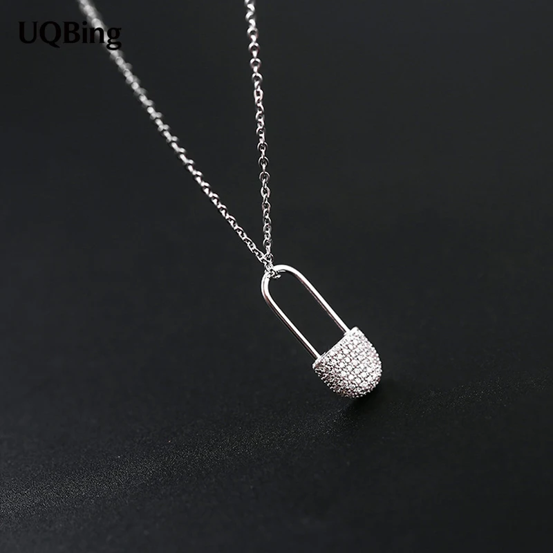 

Fashion 925 Sterling Silver Necklace Full Crystal Rhinestone Pendant Necklaces For Women Jewelry