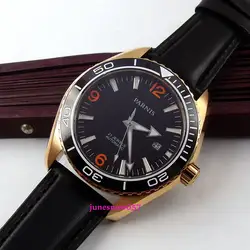 Парнис часы 45 мм черный циферблат сапфир Стекло Золотой Дело 21 Jewels Miyota автоматическое перемещение Для мужчин t Для мужчин часы 306