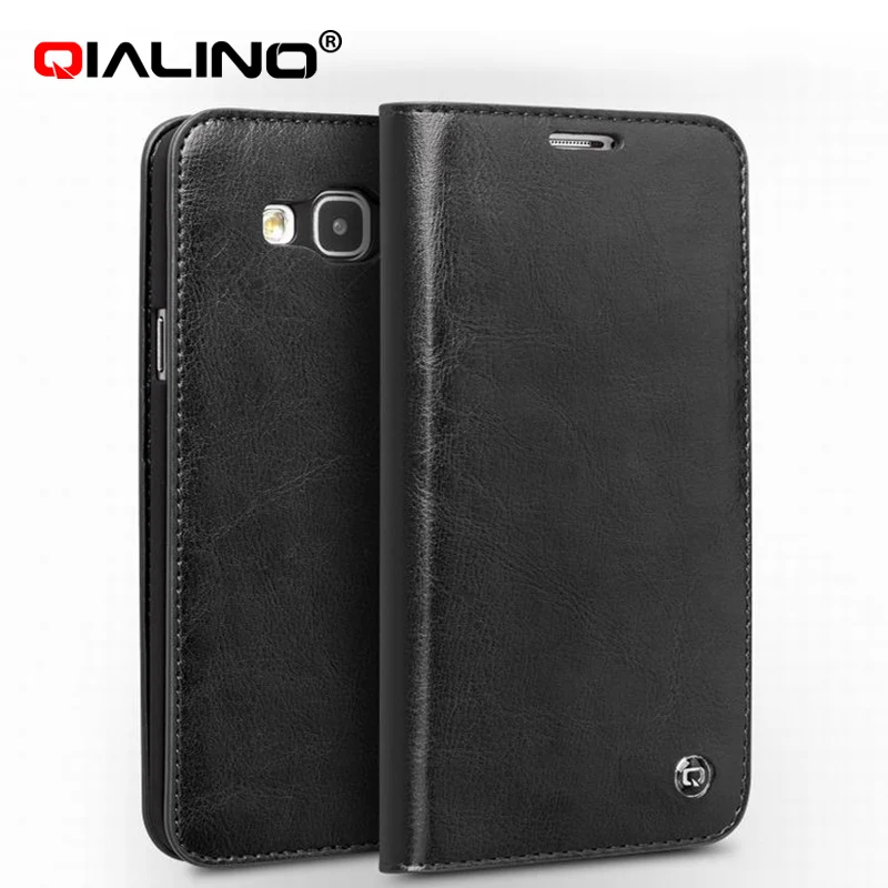 

QIALINO Wallet Style for Samsung Galaxy E7 Genuine Leather Case Top Grade Flip Cover with Card Slot