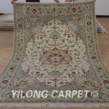 Yilong 6'x9' Восточный турецкий шерстяной ковер бежевый толстый изысканный Тибетский шерстяной шелковый ковер(1436