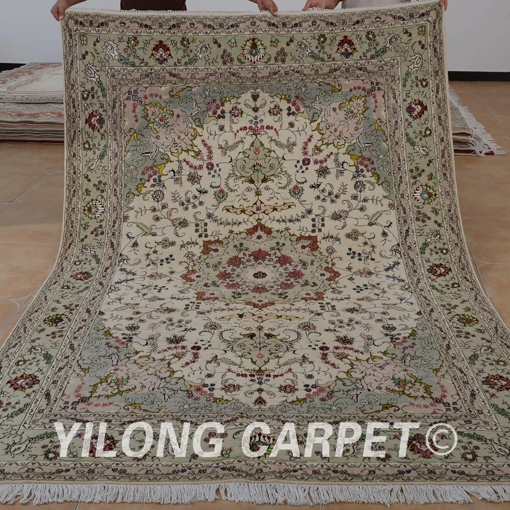 Yilong 6 X9 Oriental Turkish Wool Carpet Beige Thick Exquisite Wool Carpet Beige Thick Exquisite