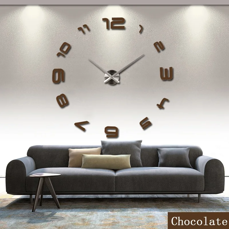 Лучшие продажи 3D модные настенные часы кварцевые Стрелка для часов домашний декор одиночные наклейки на стену часы гостиная натюрморт - Цвет: Chocolate