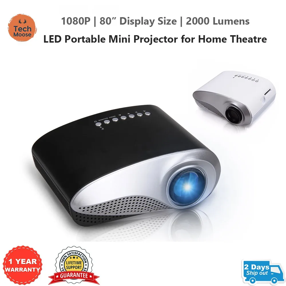 

Mini LED Projector 1080P Portable Home Theater Projector HDMI VGA USB SD AV Input