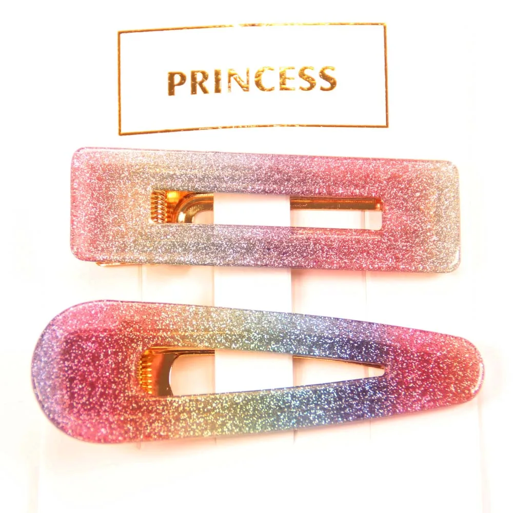 

2pcs set Women Girls Acrylic Hollow Waterdrop Rectangle Hair Clips Tin Foil Sequins Hairpins Barrettes Headband Hair Accessories