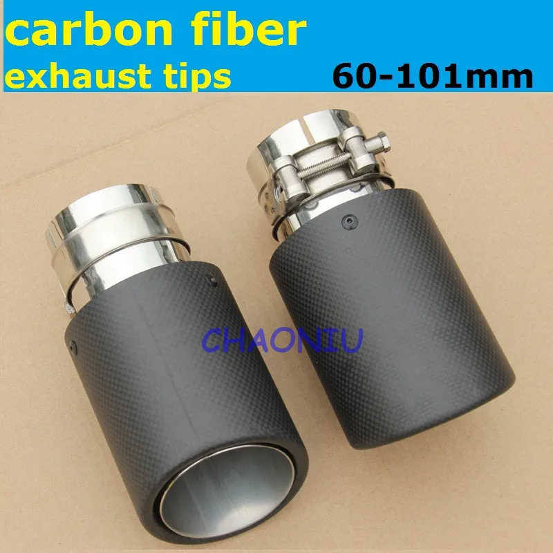 

DHL fedex shipping 100 pcs Inlet 60mm Outlet 101mm universal Carbon Fiber Exhaust End Tips Exhaust pipe