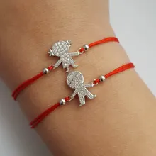 Новинка, серебряные браслеты с подвесками для девочек и мальчиков, браслет с красной нитью, Регулируемый Женский браслет, женские браслеты, серебро 925 пробы