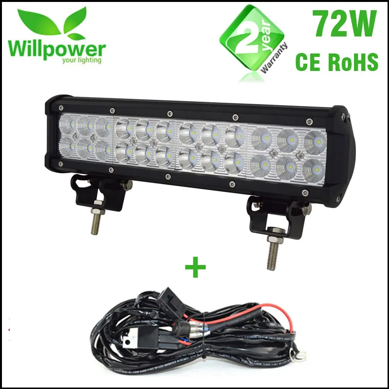 

CE Rohs 5760-7200LMs combo double rows auto 12Inch 72W car led light bars 12v offroad for truck car