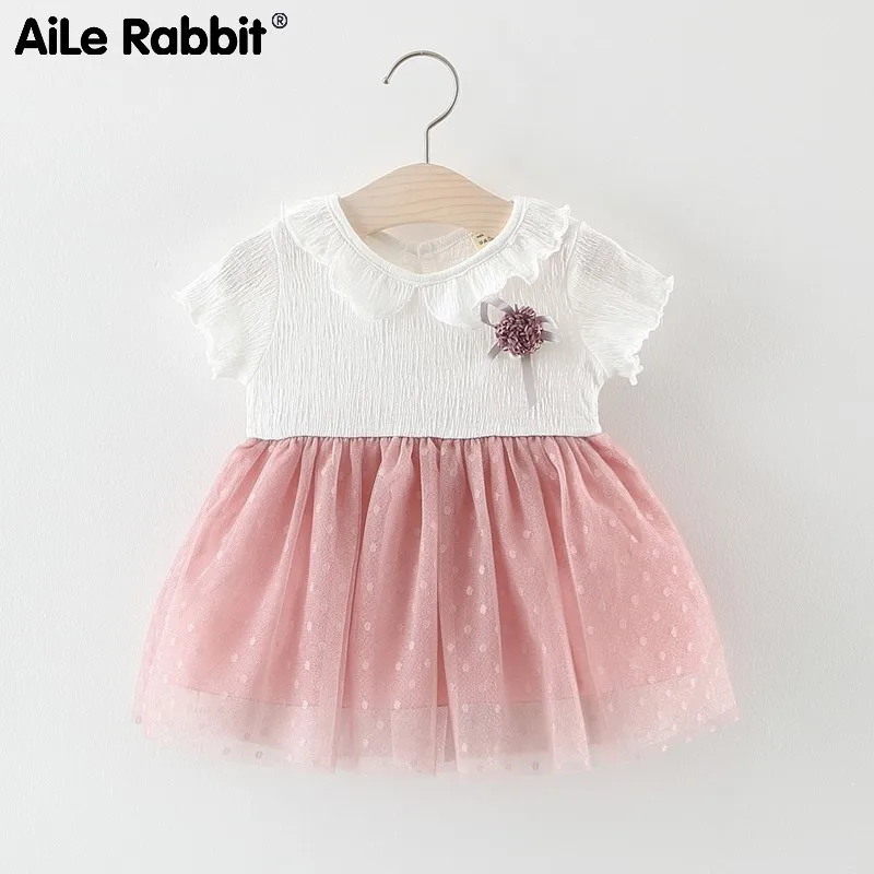 

2019 Woman Baby Children's Skirt 1 2 3 4 Year Girl Lapel Colour Aestheticism Dress