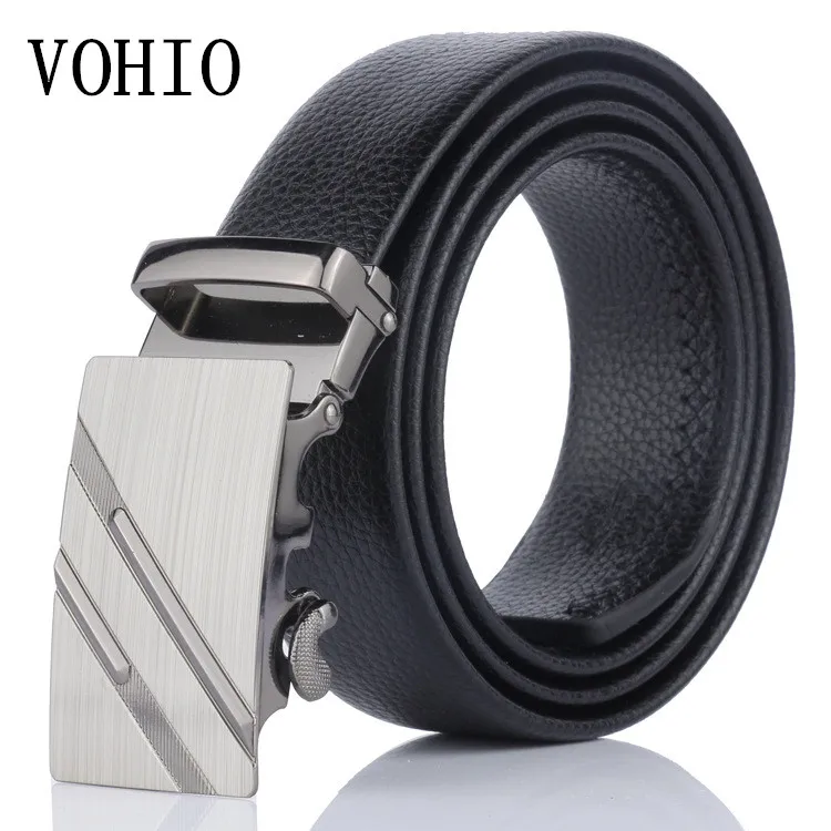 

VOHIO Big belt 140cm Famous Brand Belt Men Top Quality Genuine Luxury Leather Belts for Men,Strap Male Metal Automatic Buckle
