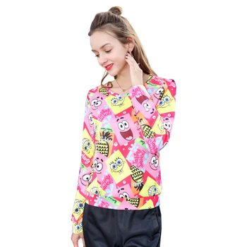 

Tide brand round neck hooded sweater female 2019 spring new long-sleeved cartoon printing Korean version of the loose shirt tide