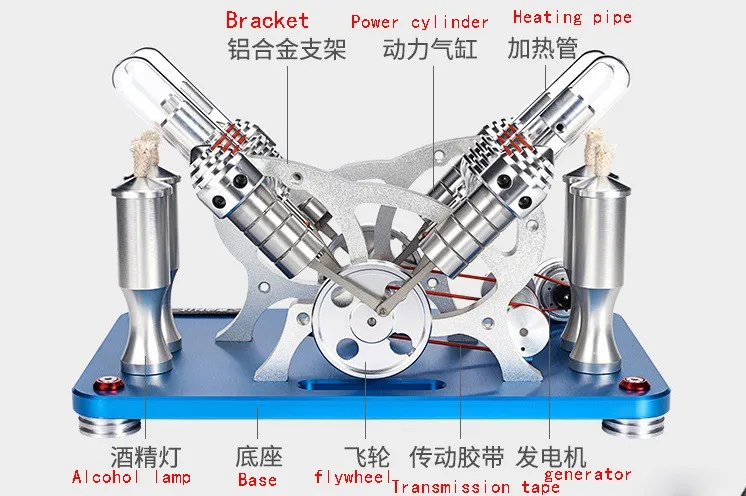 Все-винторезные станок металла, V4 двухцилиндровый четырех-цилиндровый двигатель Стирлинга модель, генераторная установка, микро двигатель