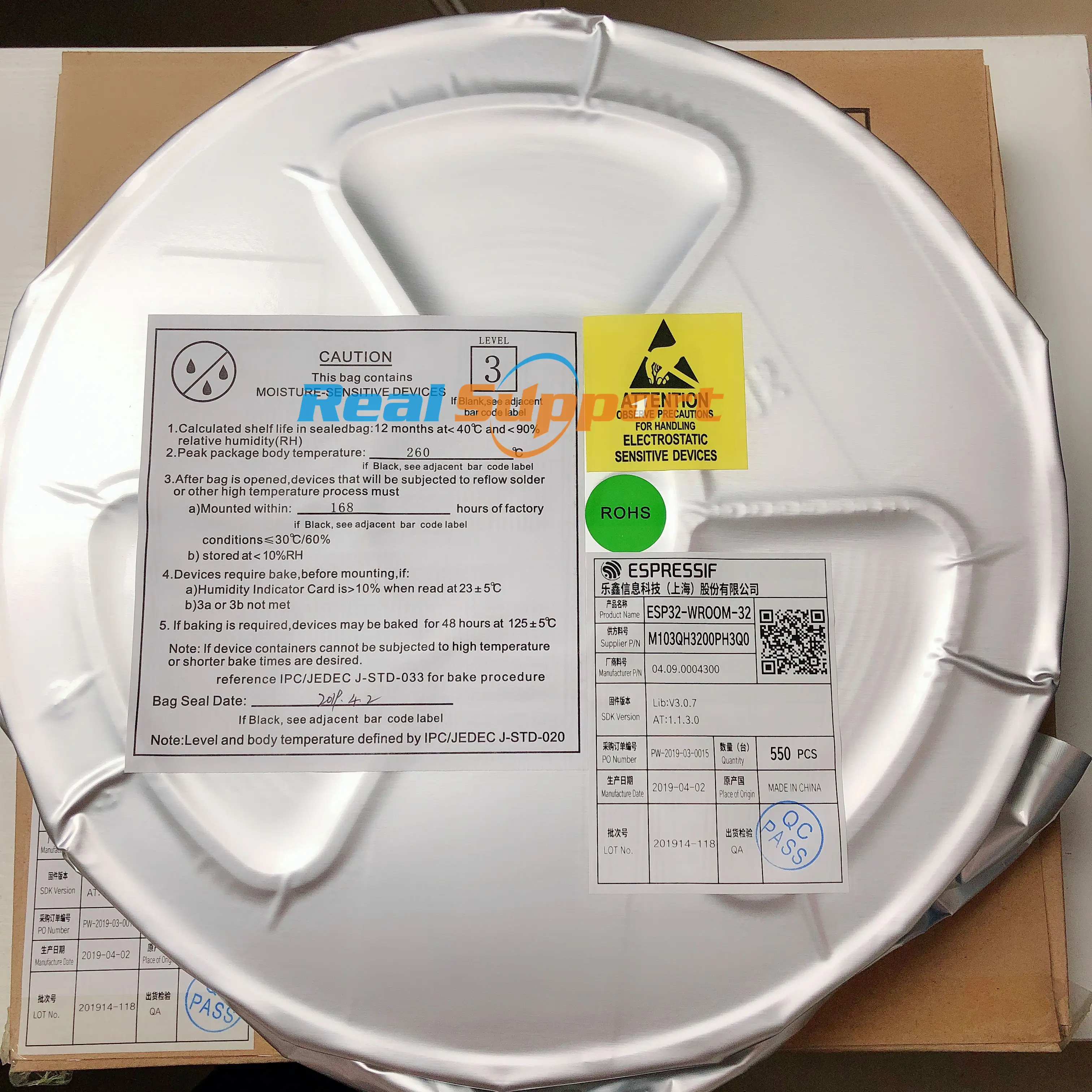 US $249.00 100PCS ESP32WROOM32 WiFi Bluetooth 42 Dual Core CPU MCU Low Power Bluetooth based on ESP32 chip 32Mbit flash Standard