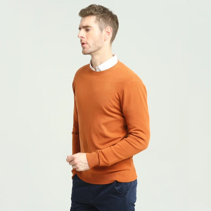 Осень зима мужской Повседневный свитер модный классический Мужской приталенный пуловер из хлопка с круглым вырезом брендовая одежда
