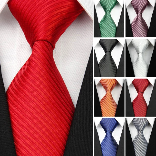 2018 New Wide Silk Ties for Men Striped Solid 10cm Men's Neckties Business Red Wedding Suit Neck