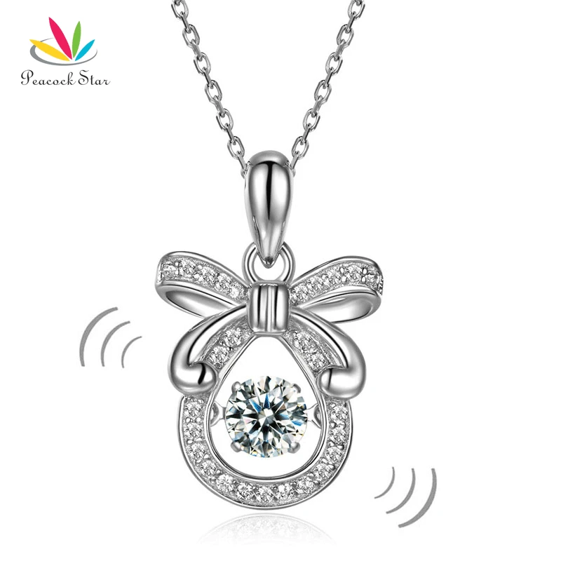 

Peacock Star Ribbon Pendant Necklace Solid 925 Sterling Silver Good for Wedding Bridesmaid Gift CFN8073