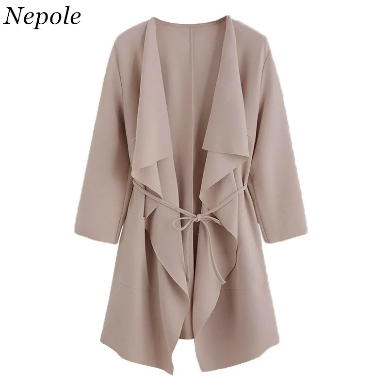 

Neploe Sashes Solid Ruched Fashion Outerwear Casual Loose Simple OL Style Coats 2019 Spring Autumn Modis Plus Size Jackets 69770