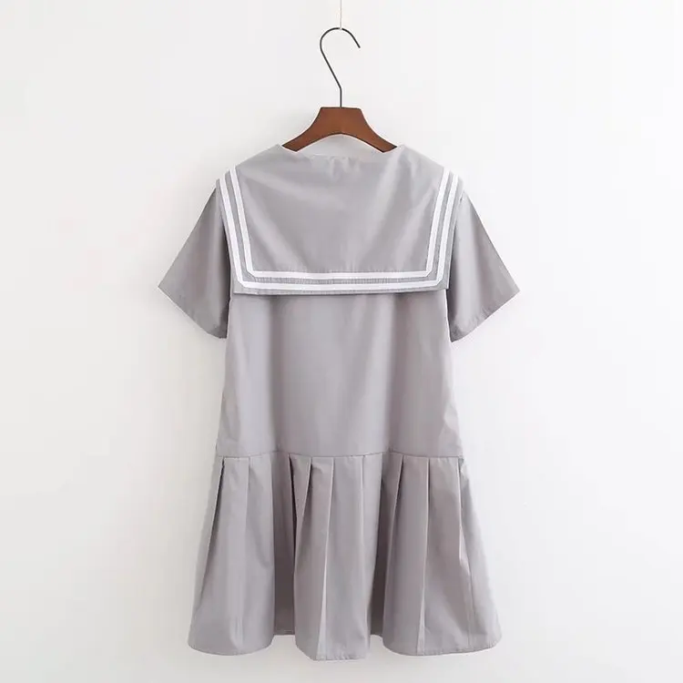 2017 осенне летнее женское платье с матросским воротником милое в студенческом