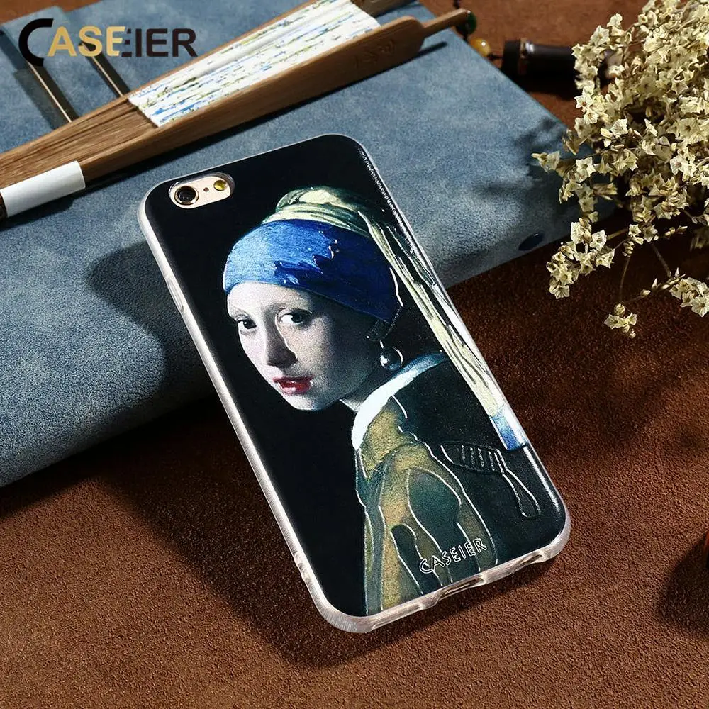 

CASEIER Girl With A Pearl Earring Soft Phone Case For iPhone 6 6s Plus TPU Silicone Cases For iPhone 7 8 Plus 5s Funda Capinha