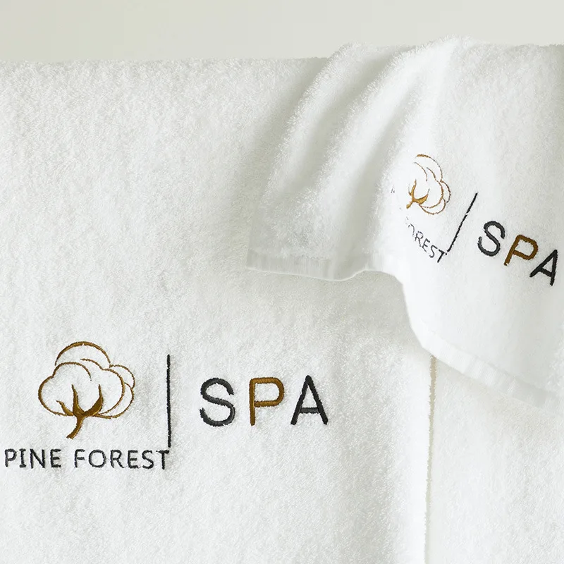 Высококачественное SPA beauty вышитое полотенце роскошный отель белое хлопковое