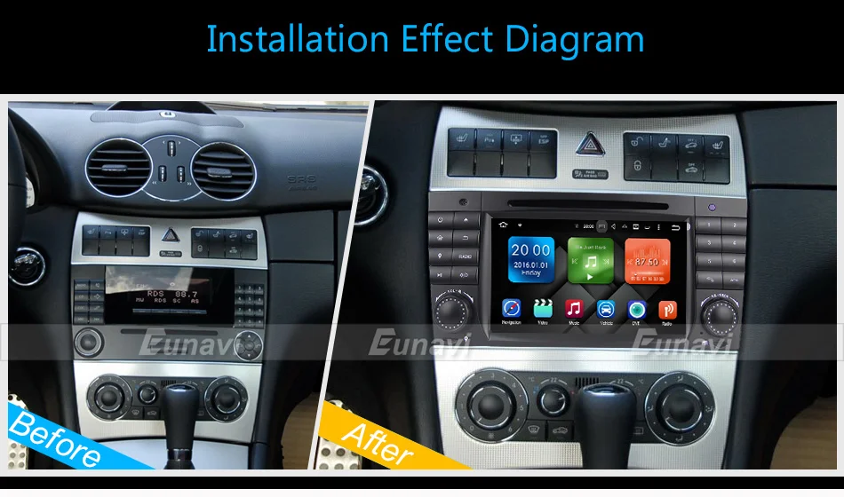Eunavi 4 Core 2 Din Android 9,0 автомобильный Dvd плеер радио Gps для c-класса W203 2004-2007 Clk W209 2005 A-w168 1998 2002 Clk-c209