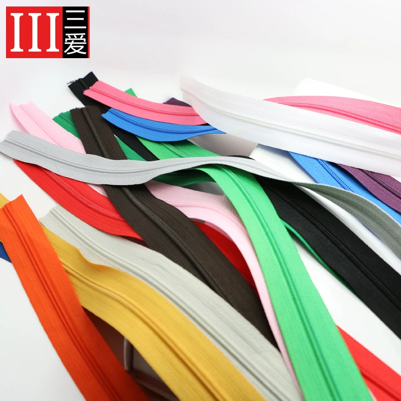 5meters+5pcs sliders 3 nylon zipper for duvet cover cushion pillow