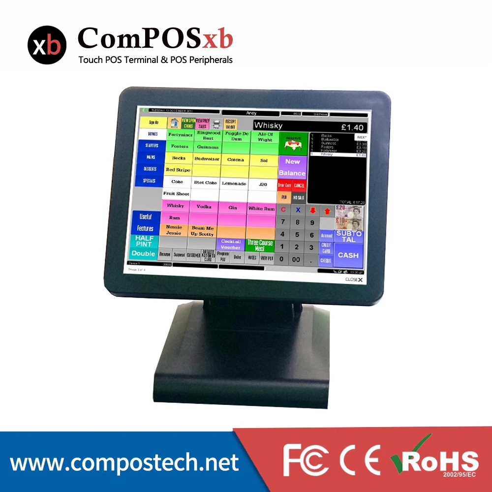 

15 Inch Capacitive POS System Restaurant All In One Point Of Sale Cashier Register Pos Terminal POS1619C